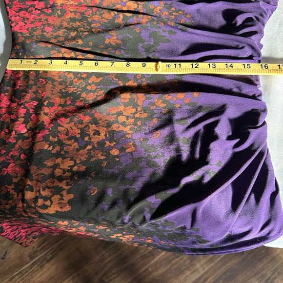 Jones New York Dress Women 16 stretch ruched plum russet berry gold flattering - Picture 13 of 16